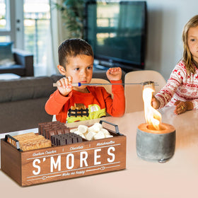 Uipame three-compartment smores box keeps fixings neatly organized.