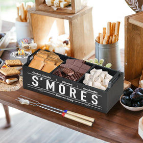 Uipame S'Mores Station three-compartment storage keeps fixings organized.