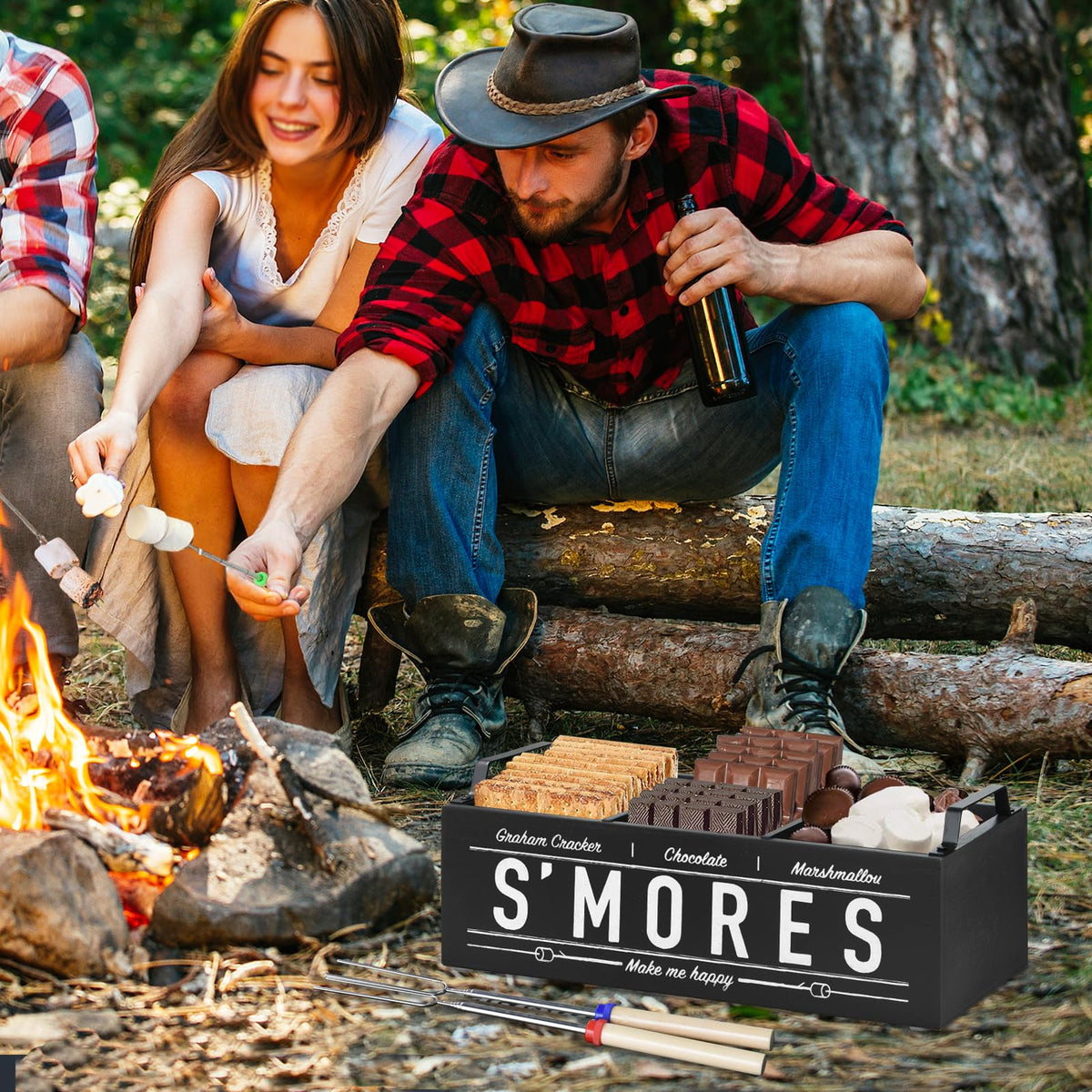 Extendable marshmallow roasting sticks by Uipame for long-range toasting.
