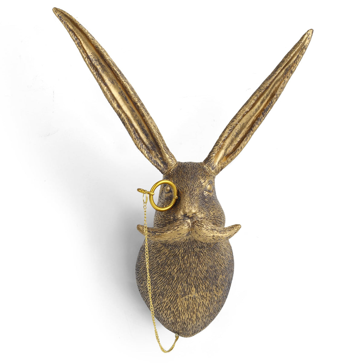 UITWMKTG gold rabbit head front view adds timeless charm to living rooms.