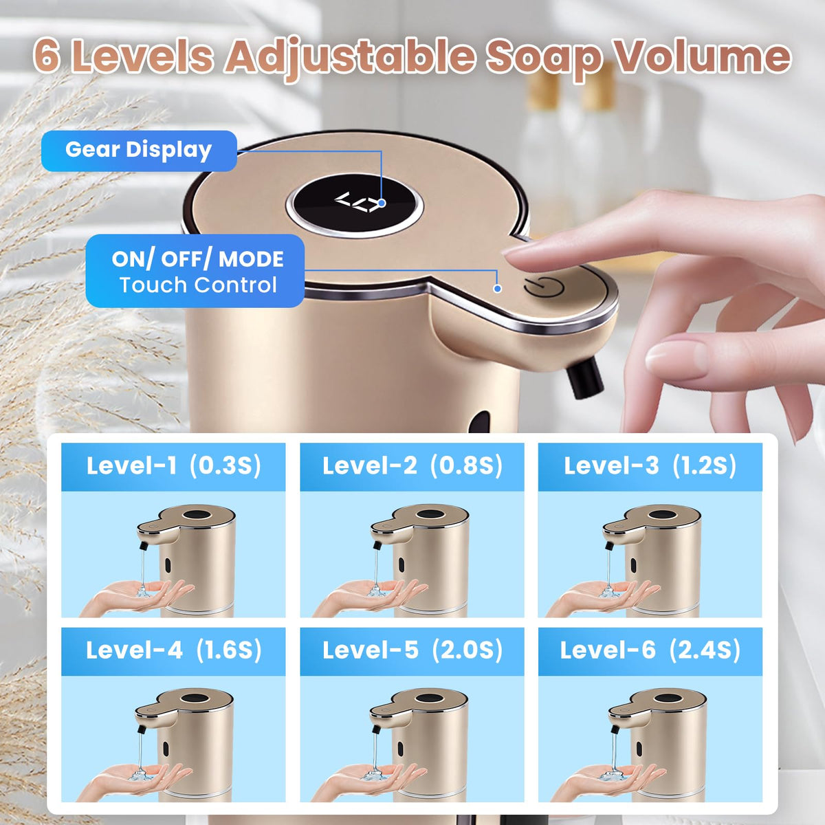 Uixitoil gold dispenser USB-C rechargeable battery for long-lasting power