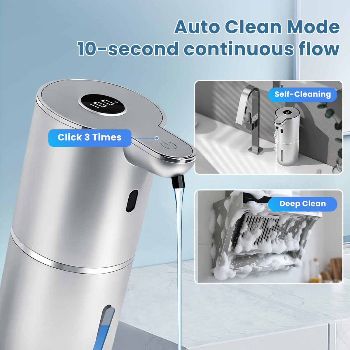 IPX5 waterproof design withstands splashes in the kitchen or bathroom.
