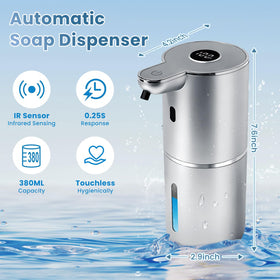 Six-level dispensing control to tailor soap amount per task.