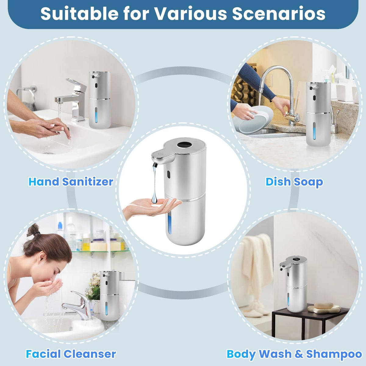 Wall-mount or countertop placement saves space in busy environments.