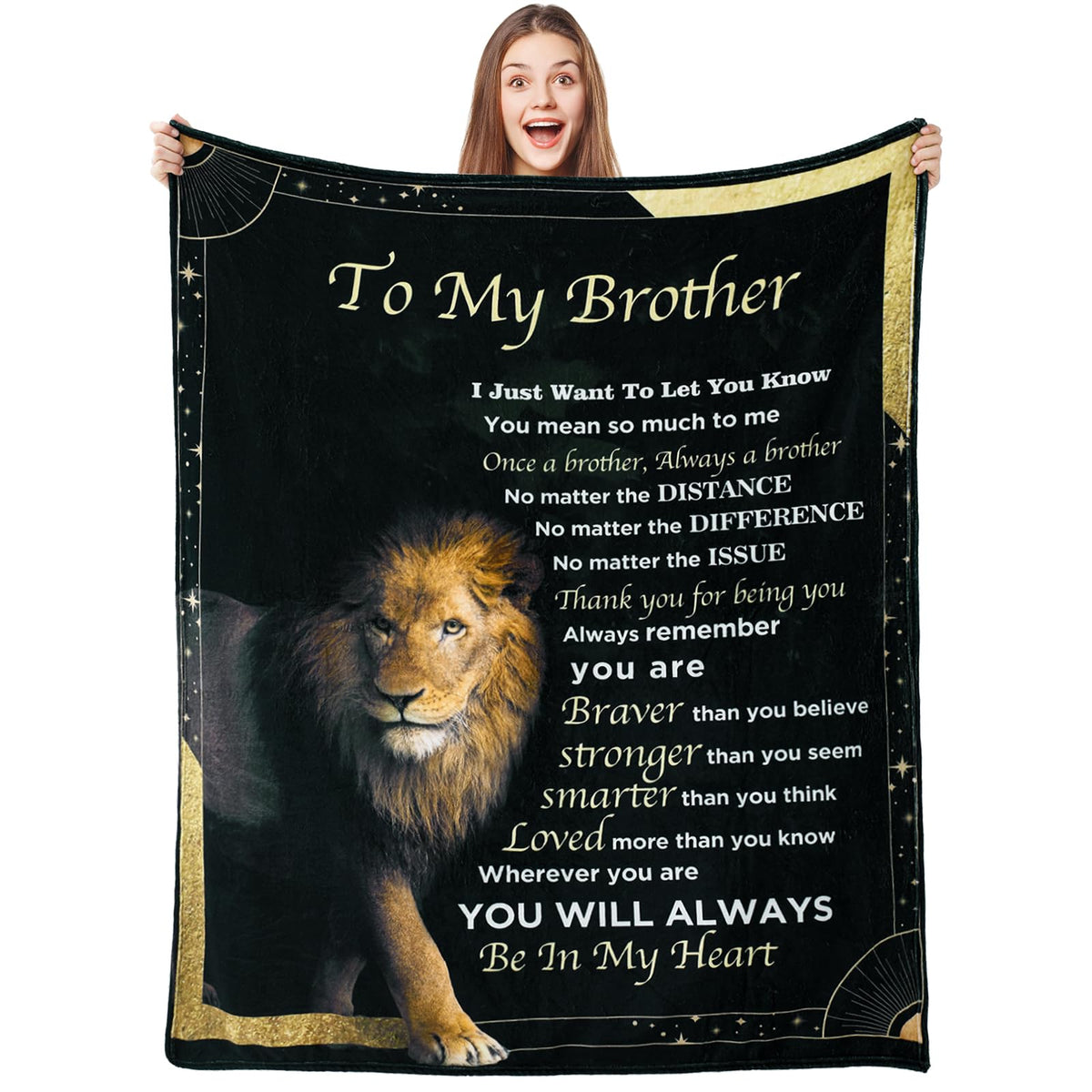 Ujifuis best brother gift blanket with lion design for cozy nights.