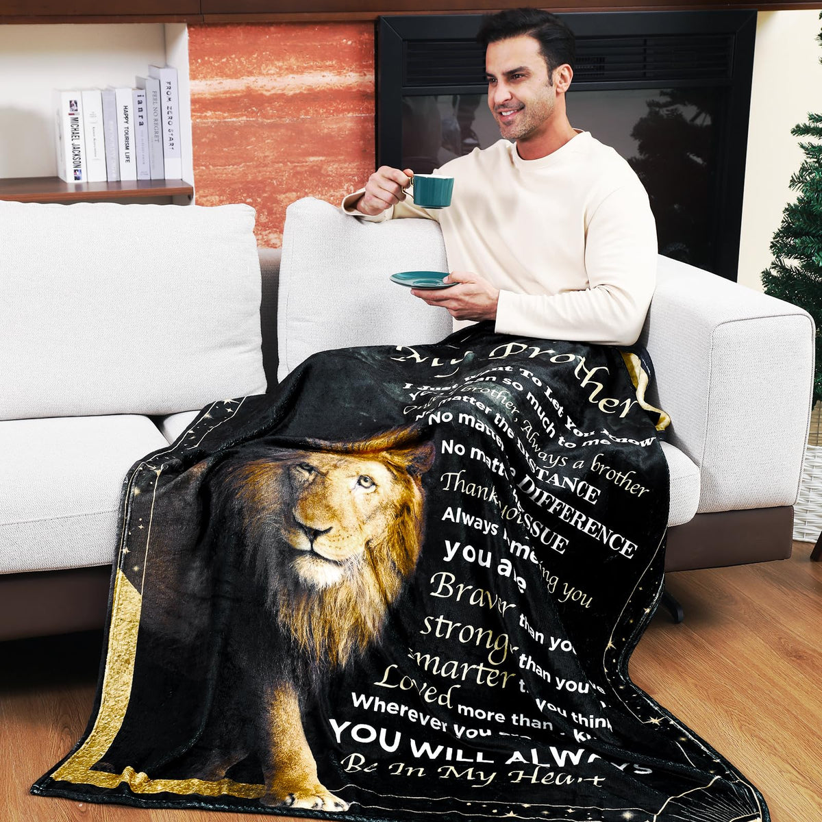 Ujifuis lion pattern blanket for cozy TV-watching and chats.