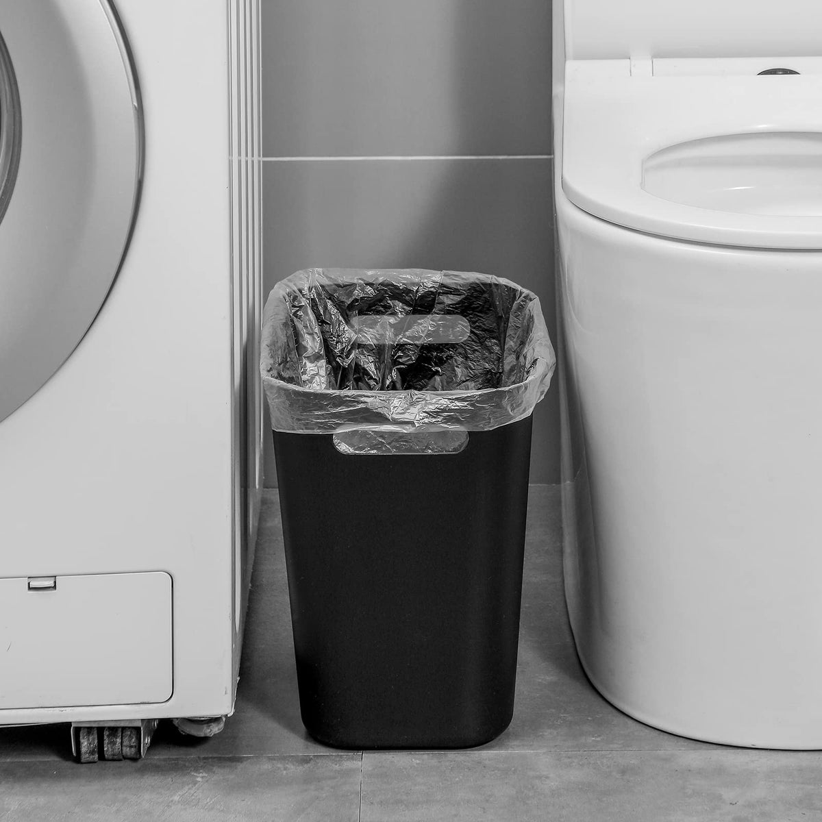 UUJOLY black trash can ideal for offices and living spaces.