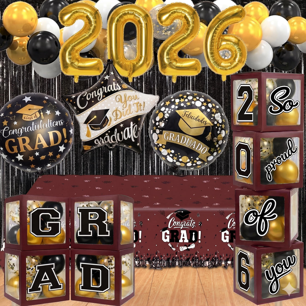UJoyant 2026 foil balloons create a striking graduation focal point for photos.