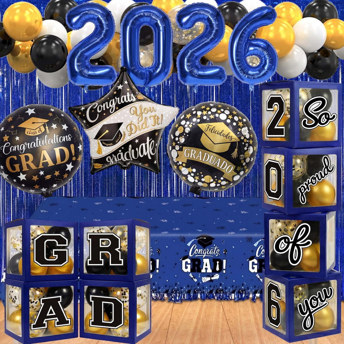 UJoyant 2026 foil balloons create a striking graduation focal point for photos.