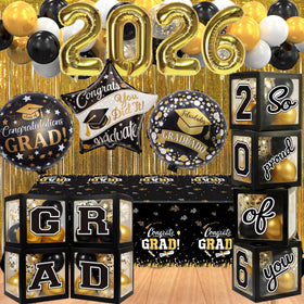 UJoyant 2026 foil balloons create a bold graduation centerpiece.
