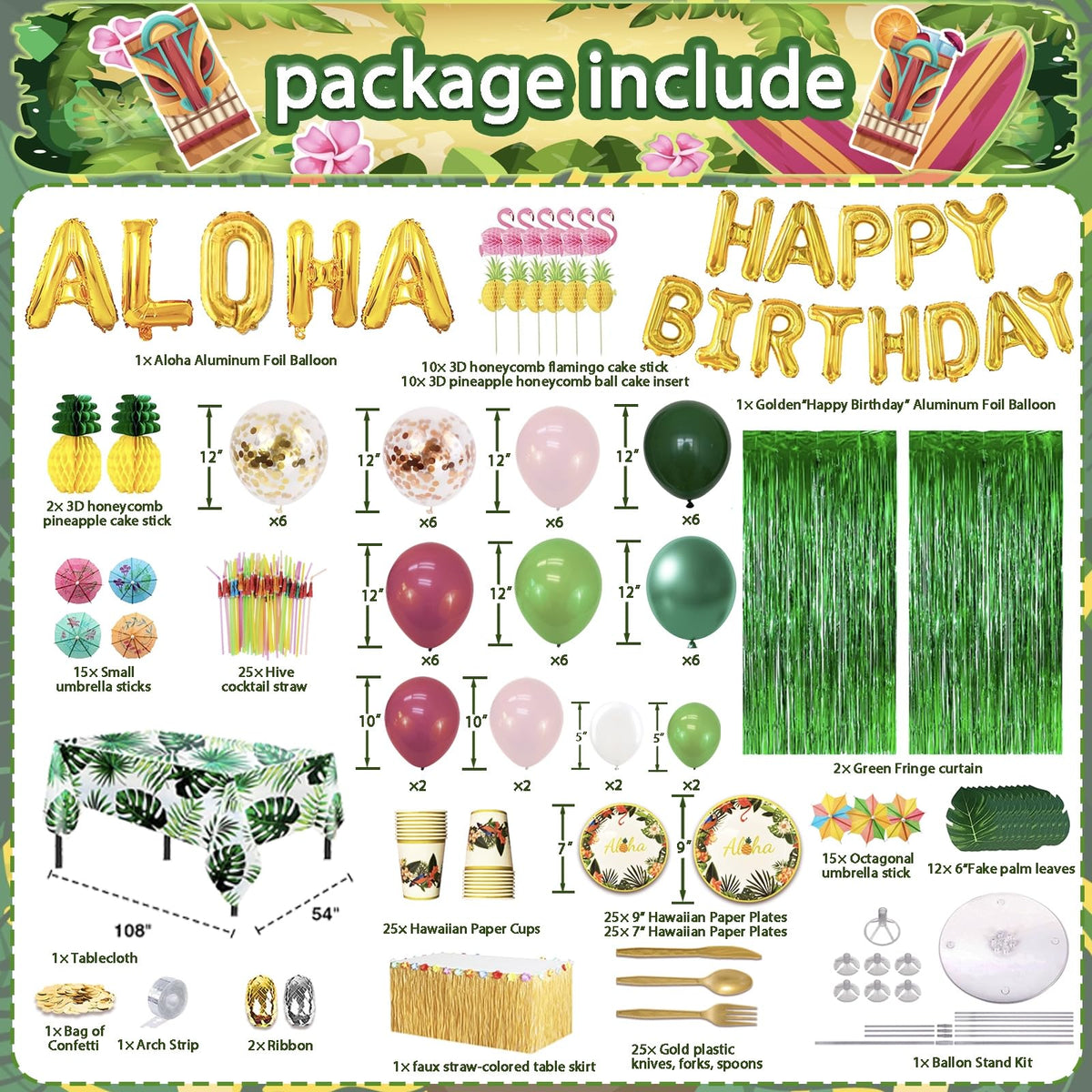 UJoyant 323 Luau Happy Birthday banner brightens celebrations with tropical vibes.