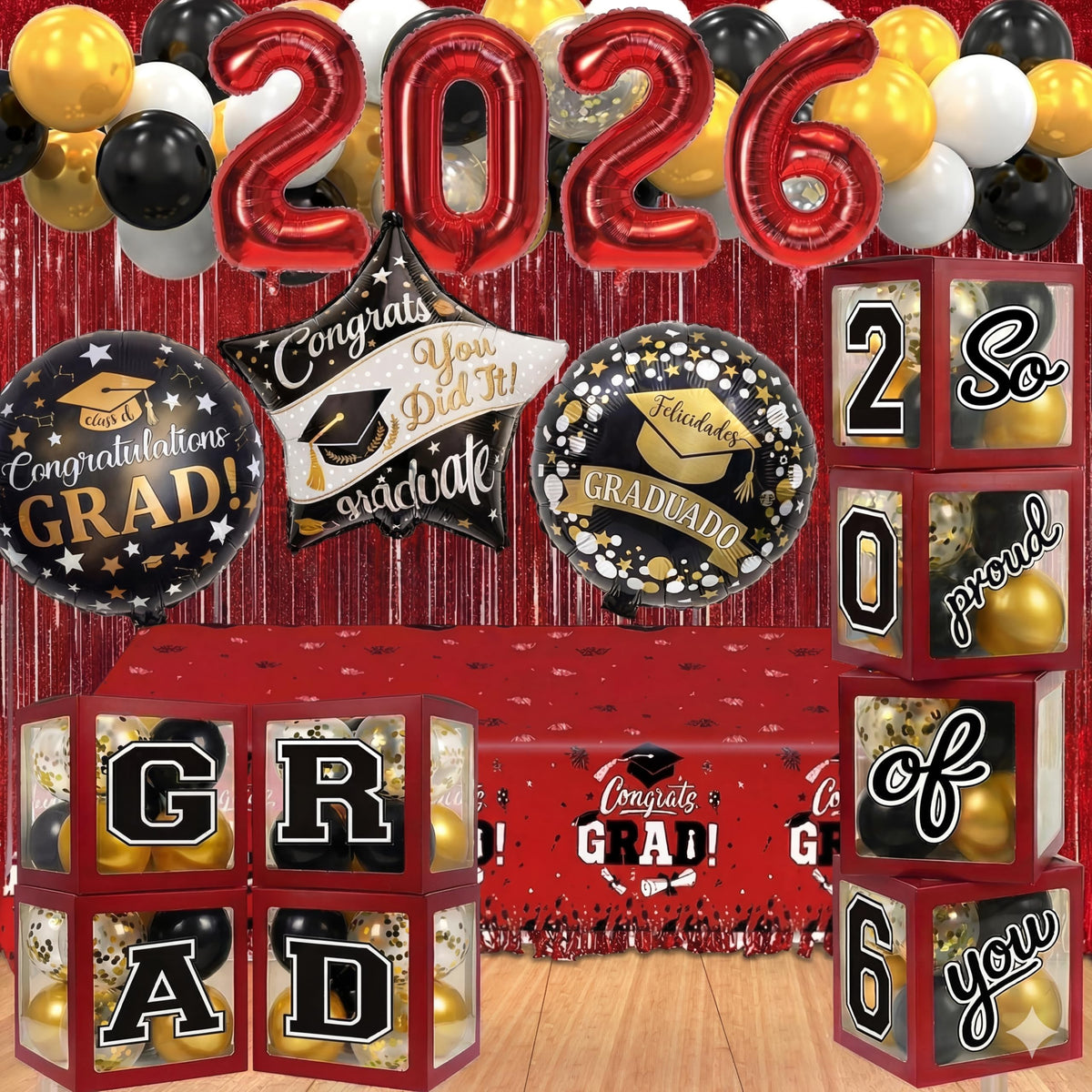 UJoyant 32-inch 2026 foil balloons for graduation display.