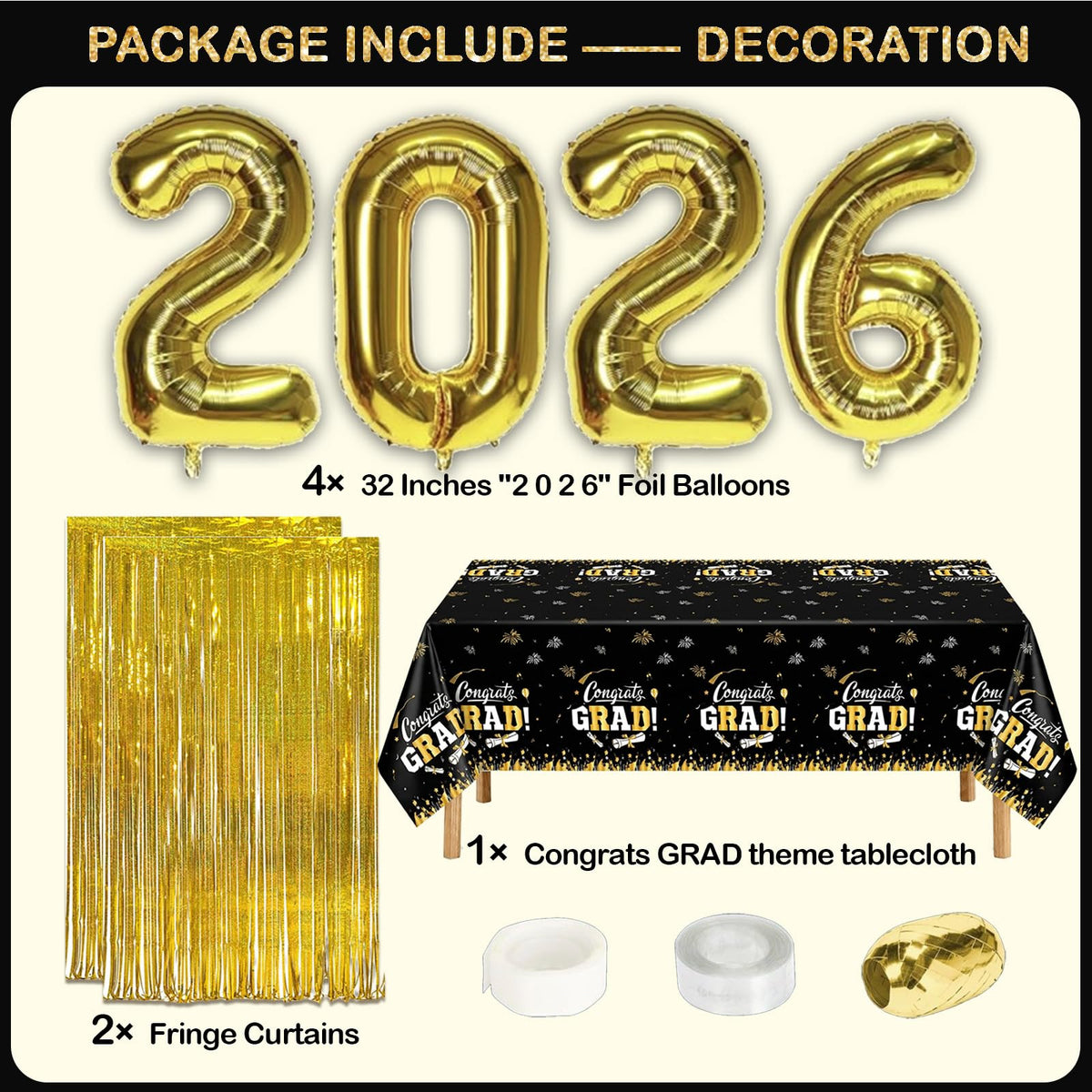 UJoyant gold and black fringe curtains frame the party entrance.