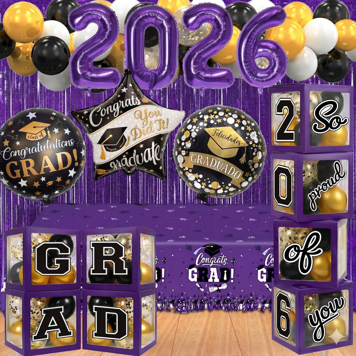 UJoyant 2026 foil balloons as a bold centerpiece for graduation décor