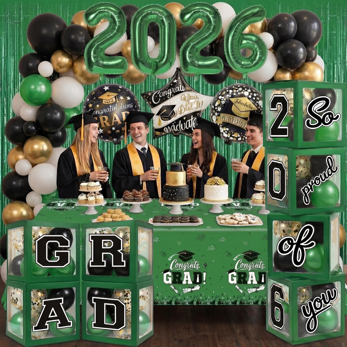 UJoyant green 12in balloon boxes enhance display and keepsakes