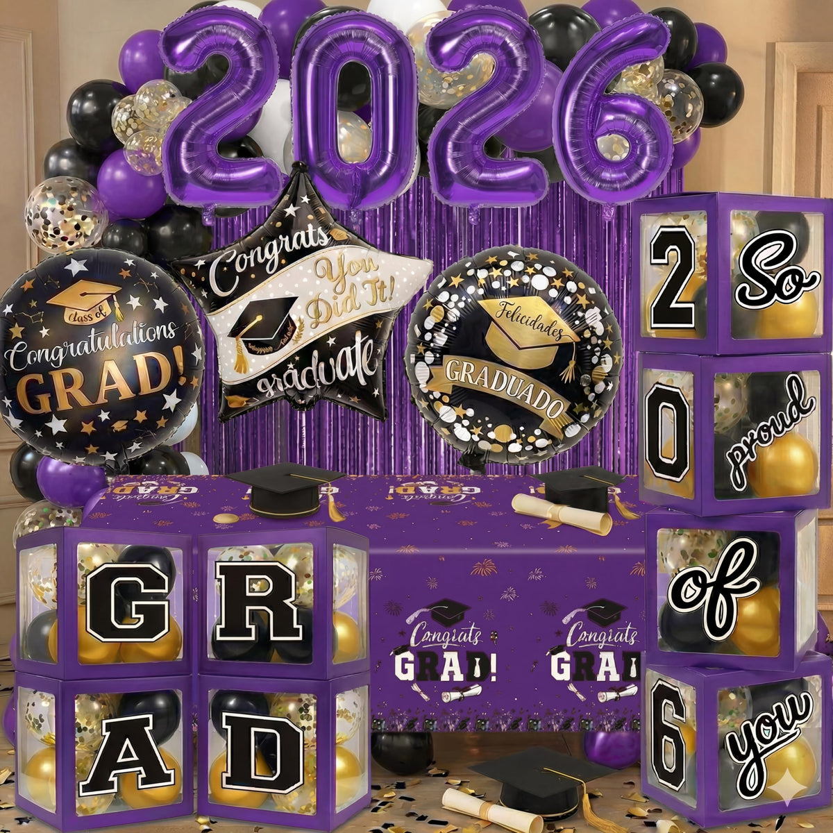 UJoyant purple 12-inch balloon boxes for organized display