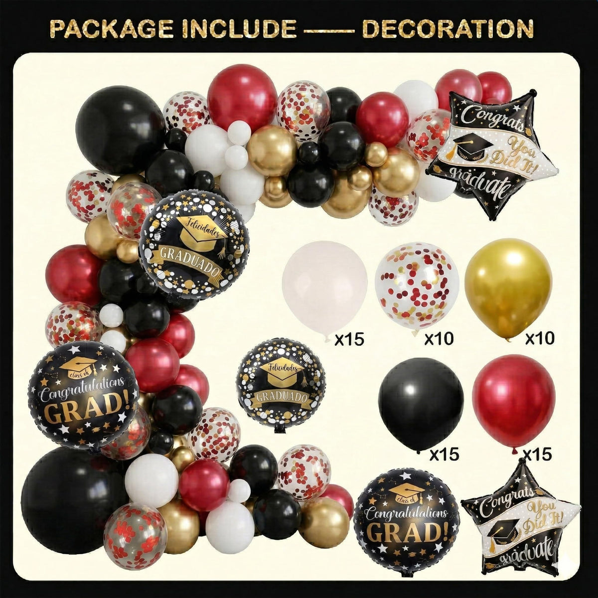 UJoyant red balloon boxes with stickers for stage-ready displays.