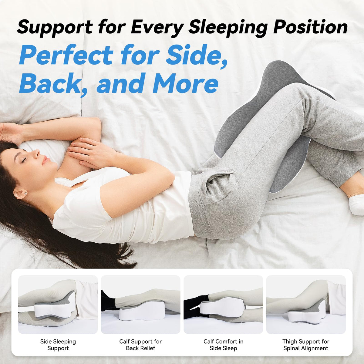 UJPFEO knee pillow promotes hip and back comfort during side sleeping