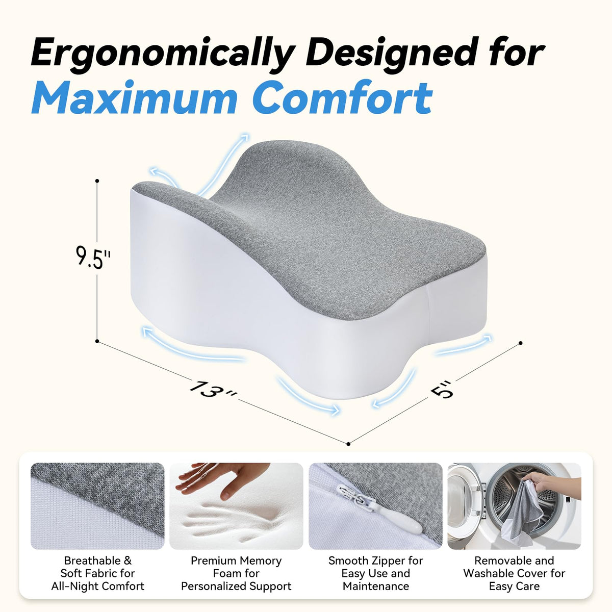 UJPFEO memory foam knee pillow adapts to your body shape