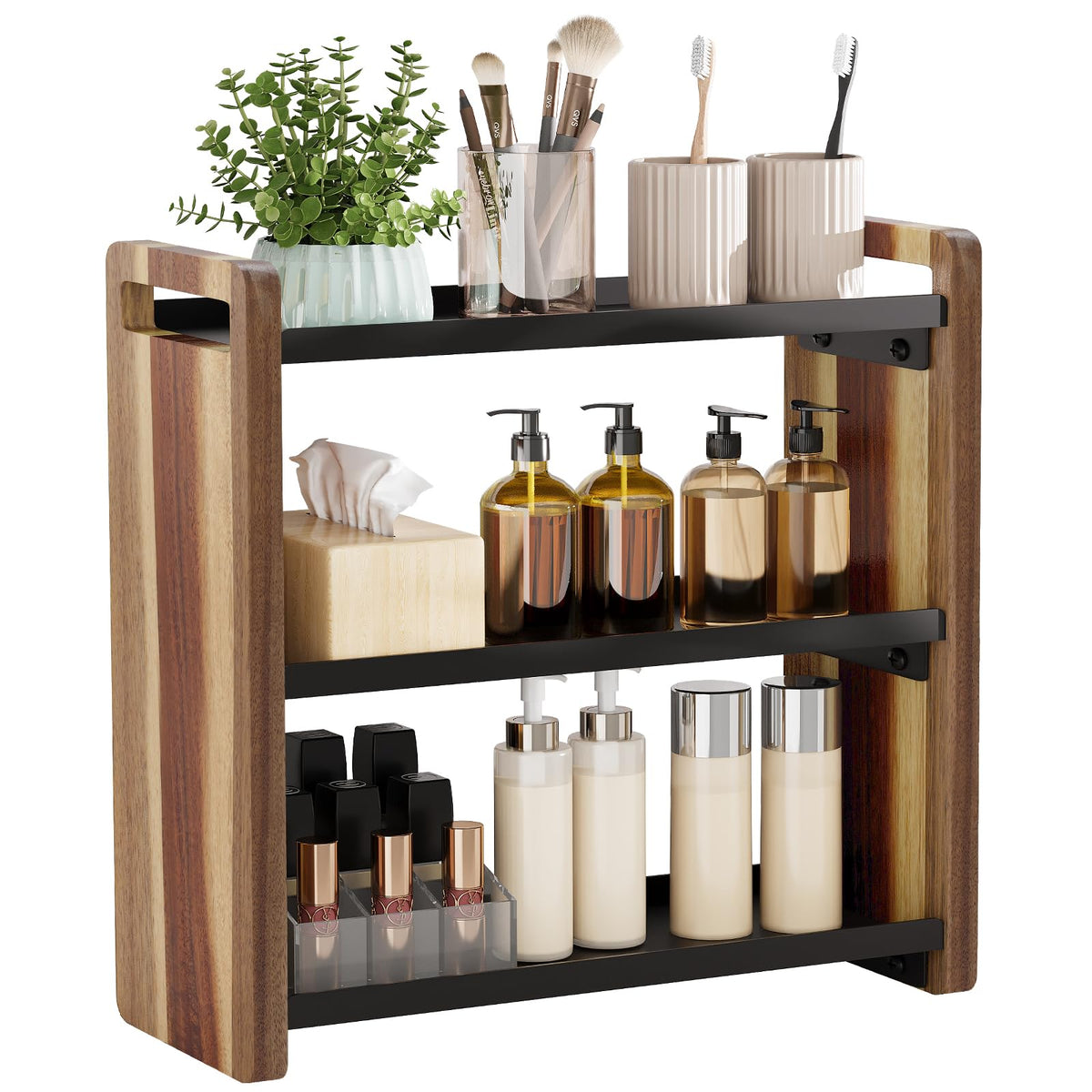 UJQSUN bathroom counter organizer keeps toiletries neatly displayed on vanity