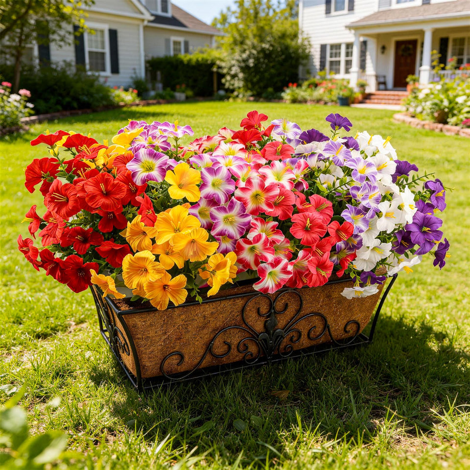 UJROQI outdoor artificial flowers set of 16 bundles for year-round porch decor.