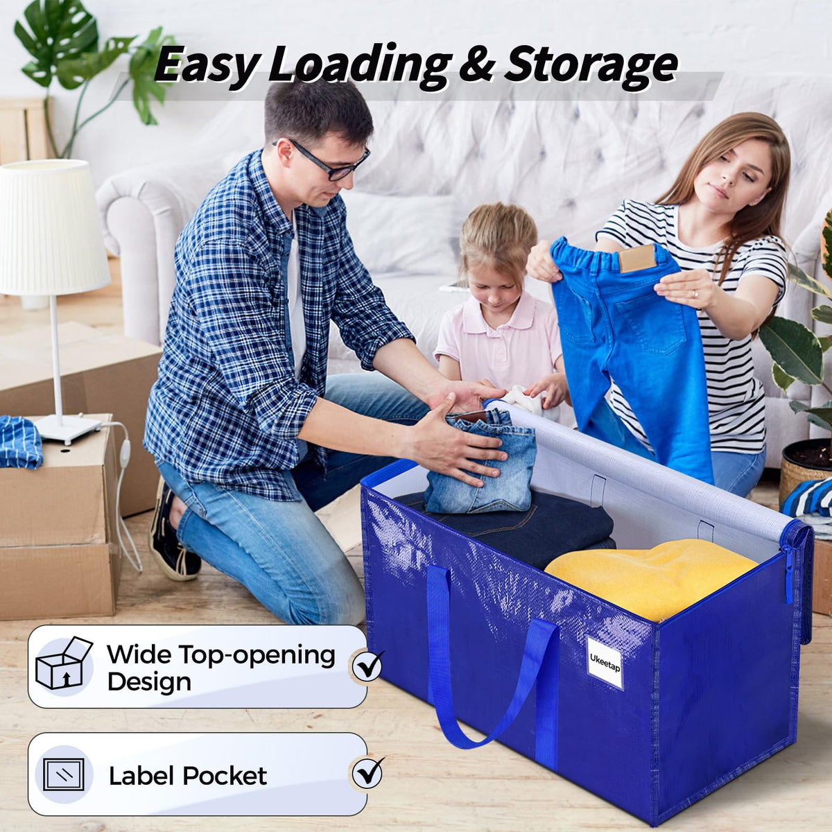 Ukeetap extralarge moving bag wide top opening for fast loading.