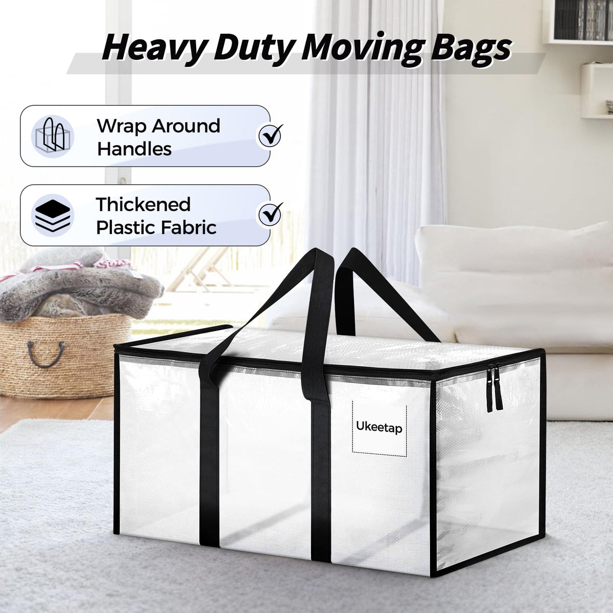 Ukeetap heavy-duty zippers help seal belongings safely.