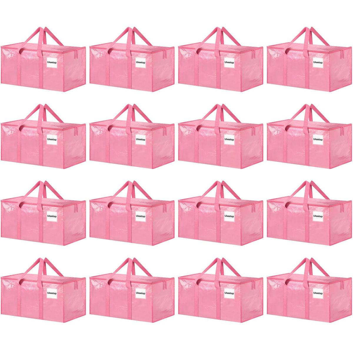 Ukeetap extra-large pink moving bag filled with clothes for easy packing.