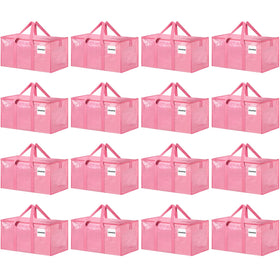 Ukeetap extra-large pink moving bag filled with clothes for easy packing.