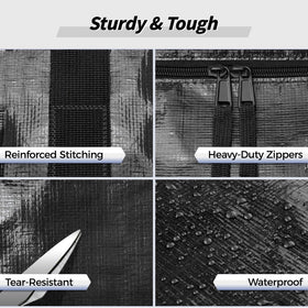 Ukeetap heavy-duty zippers stay closed for safe transport.