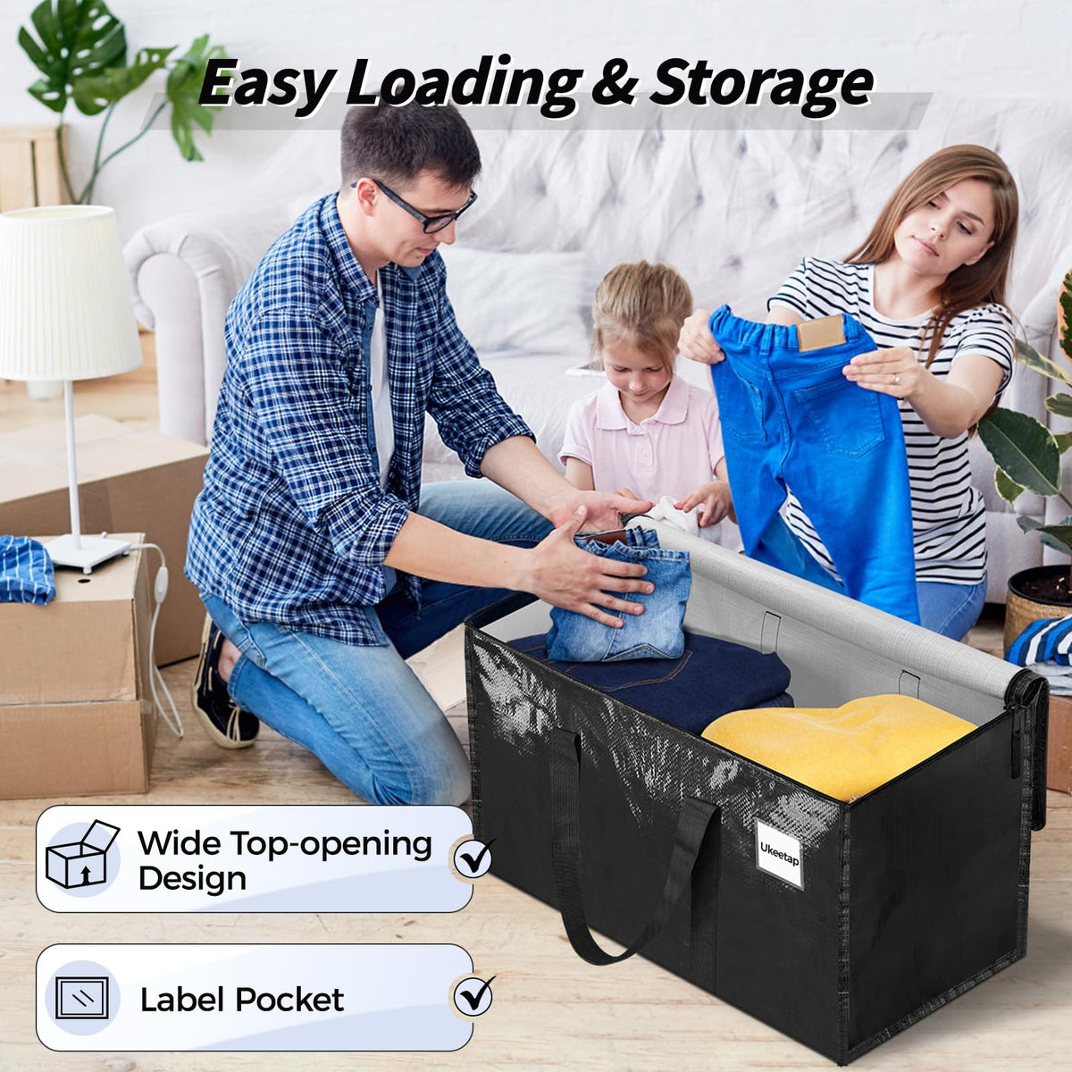 Ukeetap clear material with label pocket helps organization.