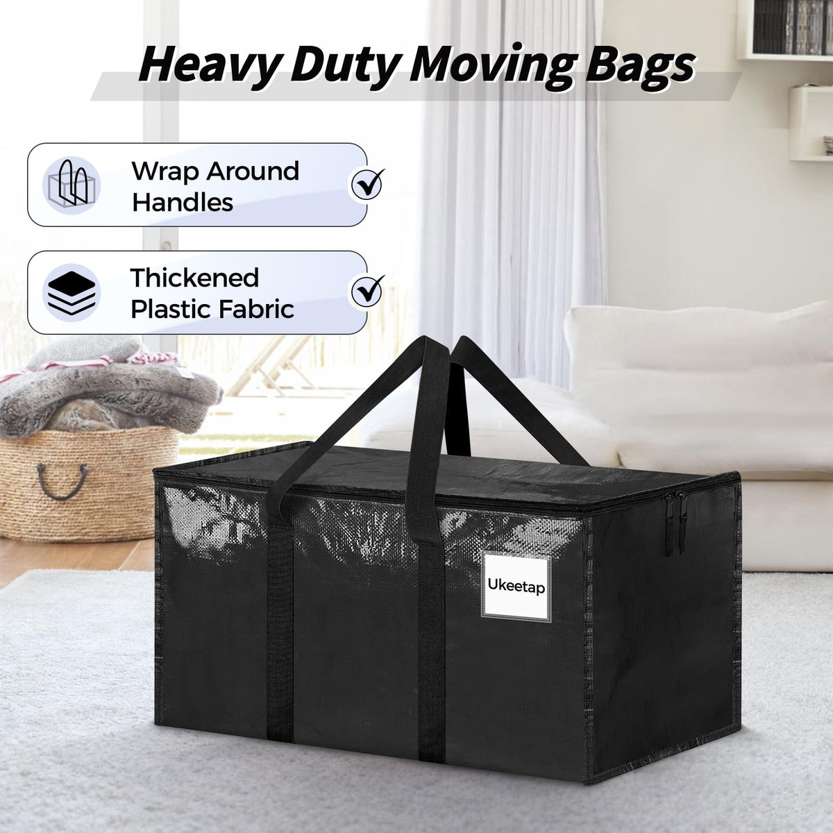 Ukeetap water-resistant fabric protects belongings from moisture during transit.