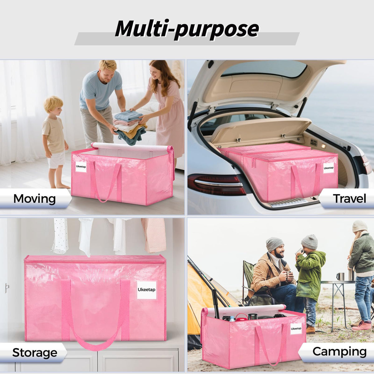 Ukeetap bag showing wide top opening for easy loading and unloading.