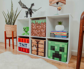 Ukonic Minecraft Crafting Table bin adds organized space with gaming flair.