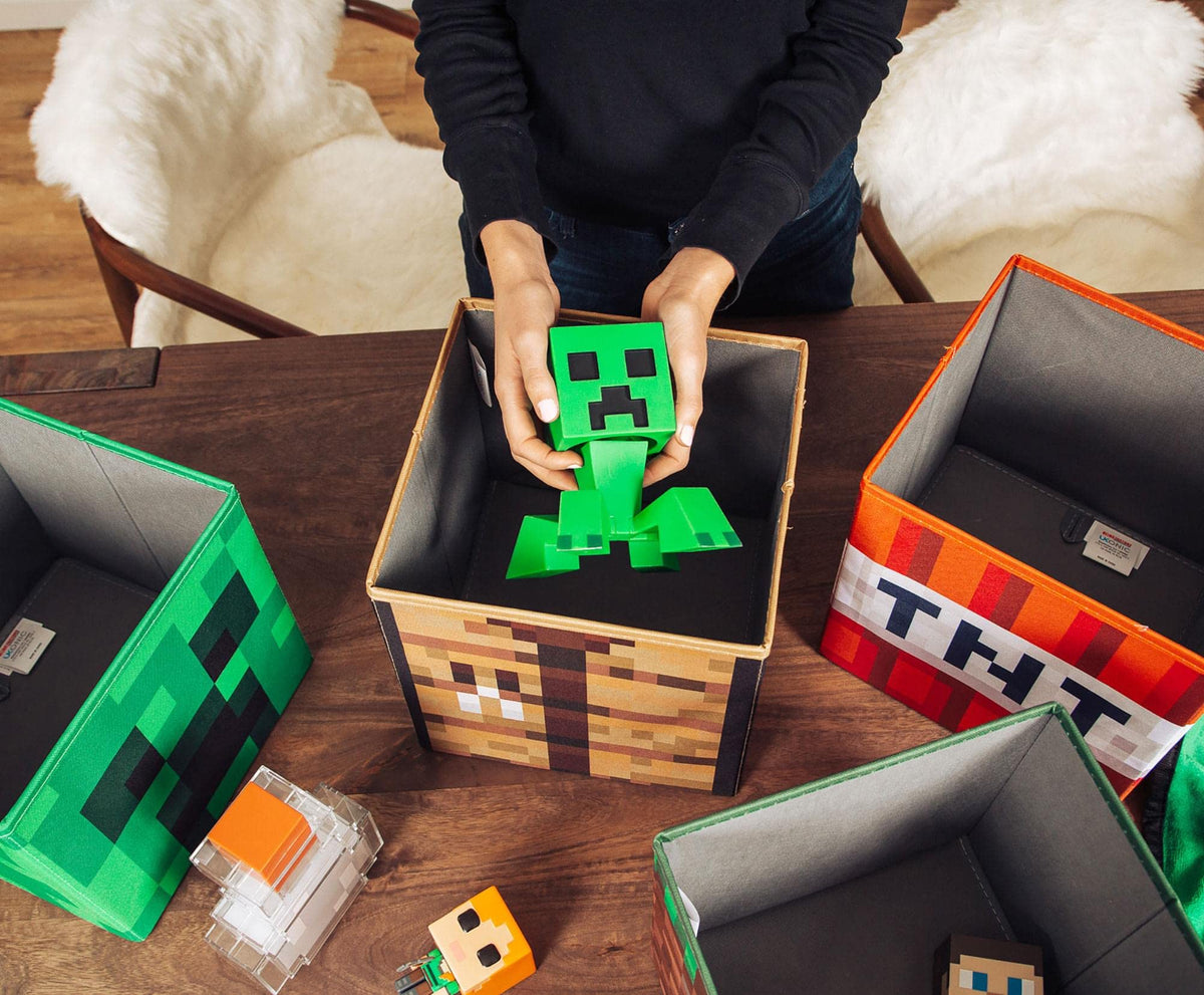 Ukonic Minecraft Grass Block bin blends storage with playful room accents.