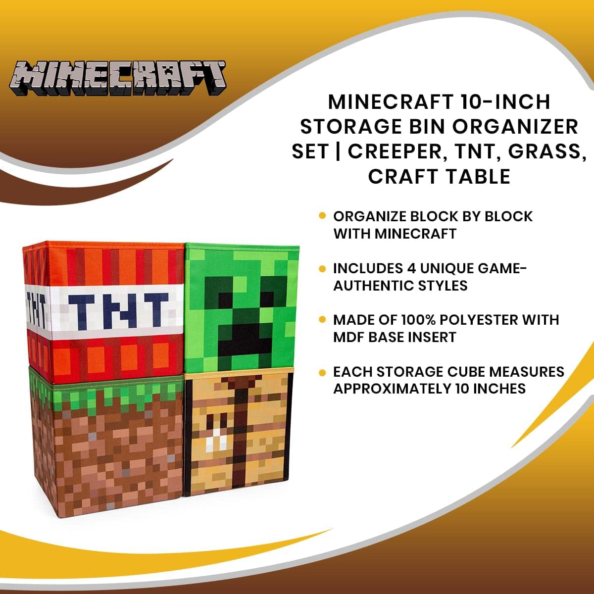Ukonic Minecraft home decor ensemble supports neat shelves while celebrating fandom.