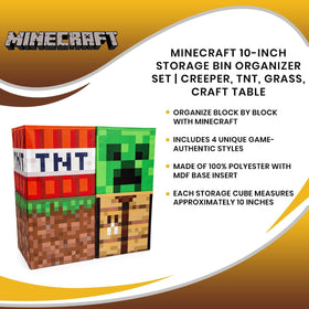 Ukonic Minecraft home decor ensemble supports neat shelves while celebrating fandom.