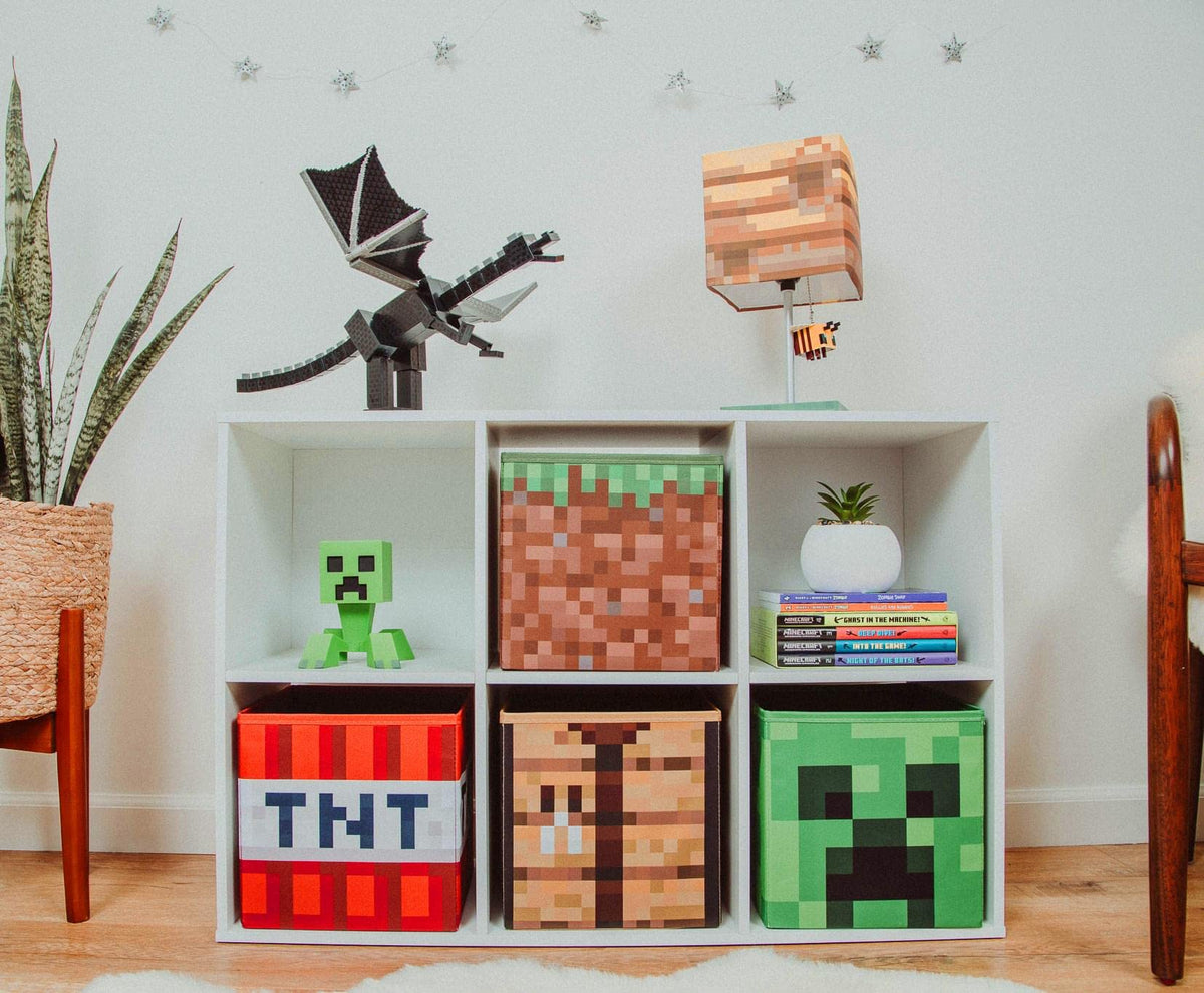 Ukonic Minecraft playroom organization brings convenient storage and themed interior flair.