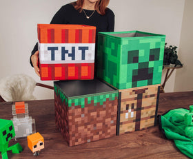 Ukonic Minecraft TNT bin keeps clutter in check with rugged gaming style.