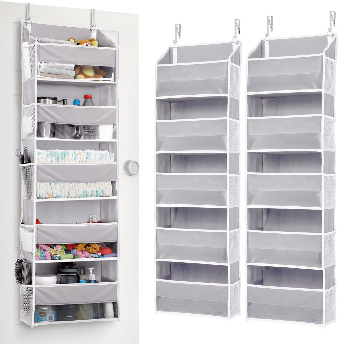 ULG 2-pack 5-tier over-the-door organizer front view for easy access
