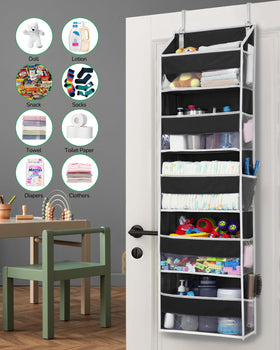 ULG door organizer supports up to 44 lb behind the door for sturdy storage