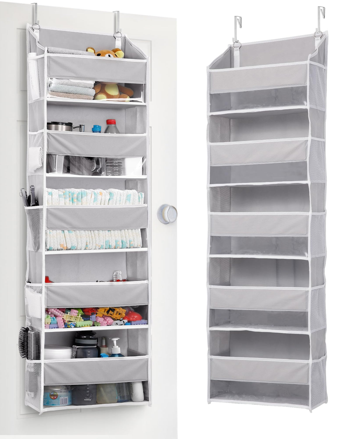 ULG over door organizer with 5 large pockets for toys, shoes, and more.
