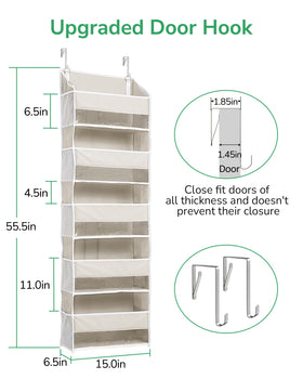 ULG over-door organizer beige clear window helps identify contents quickly