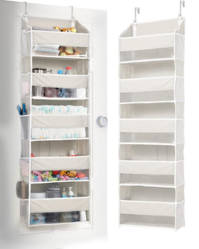 ULG over-door organizer beige front view showing accessible pockets