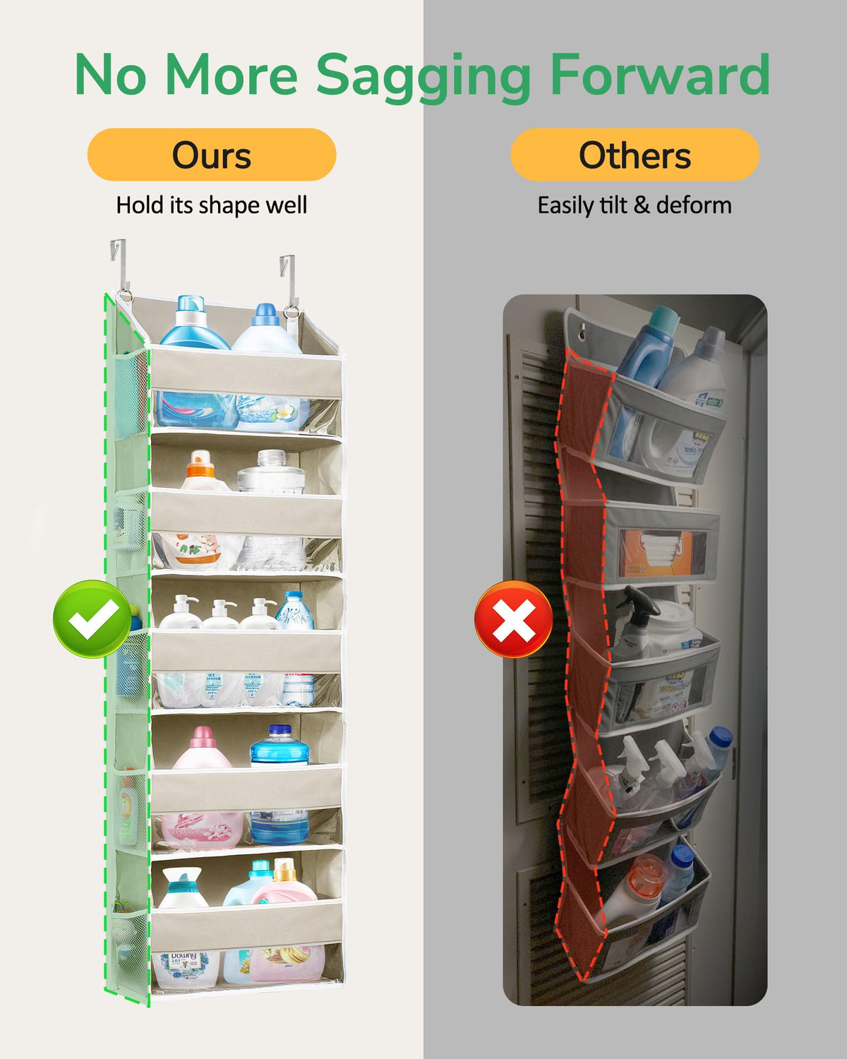 ULG over-door organizer beige mesh pocket side for small-item storage