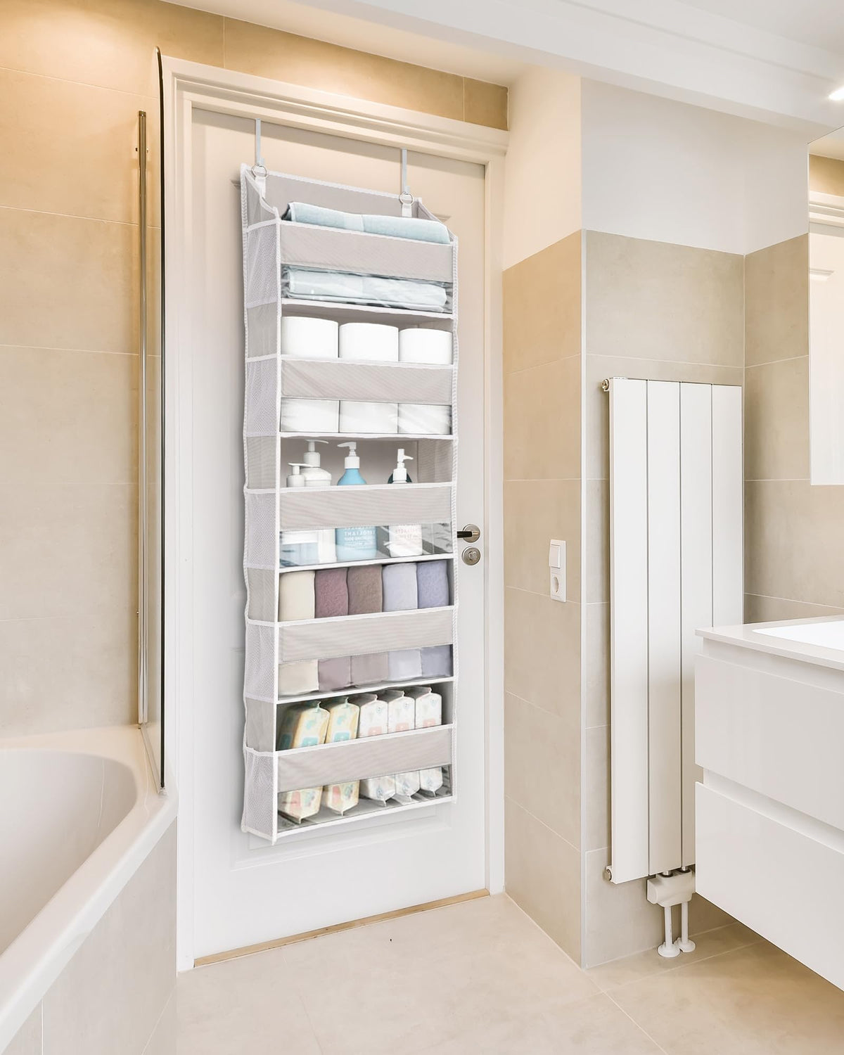 ULG over-door organizer beige pocket layout for organized storage at a glance