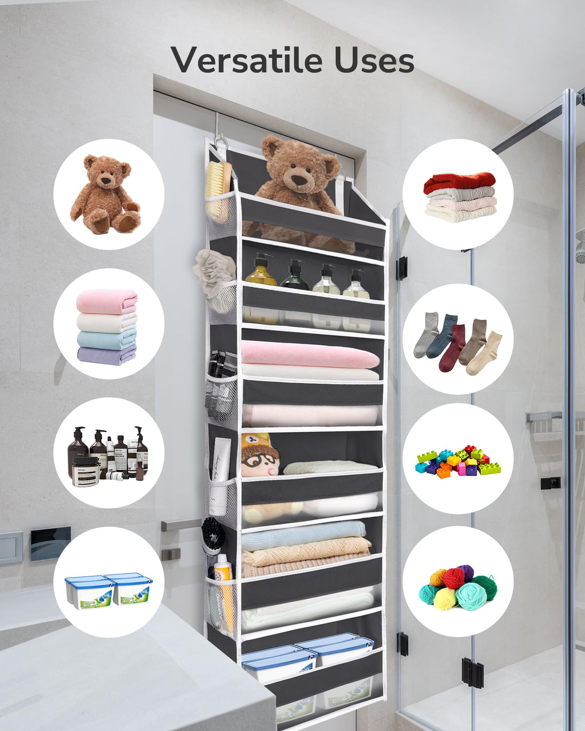 ULG Over The Door Organizer dark gray finish blends with any room