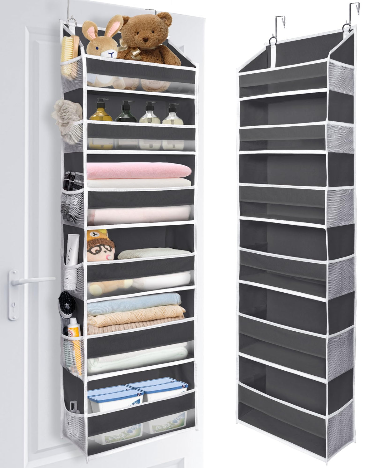 ULG Over The Door Organizer front view showing six large pockets for easy storage