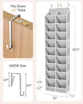 ULG Over The Door Shoe Organizer deep pockets hold boots and sneakers securely.