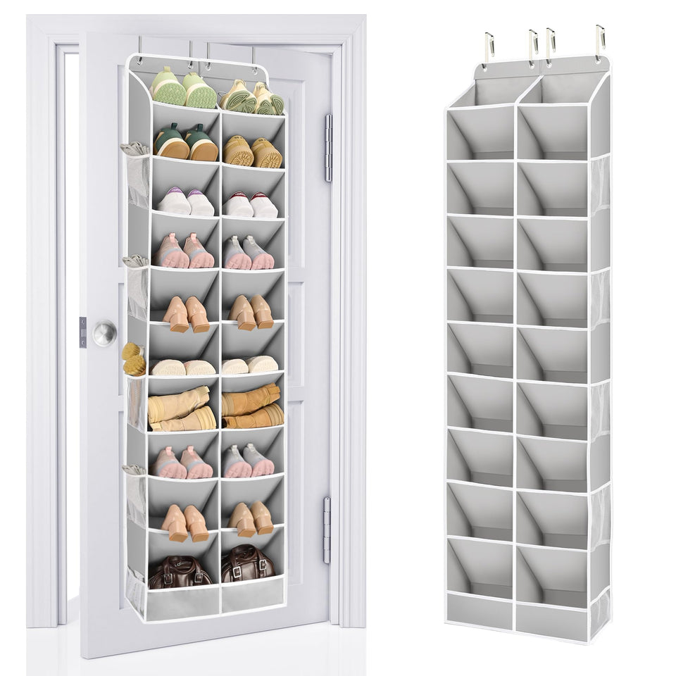 ULG Over The Door Shoe Organizer full-length view shows compact storage for many shoes.